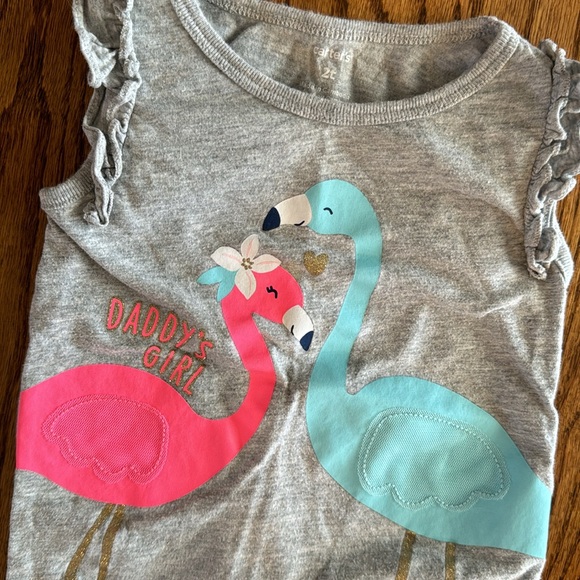 2T Carter's flamingo skort outfit - Picture 2 of 5